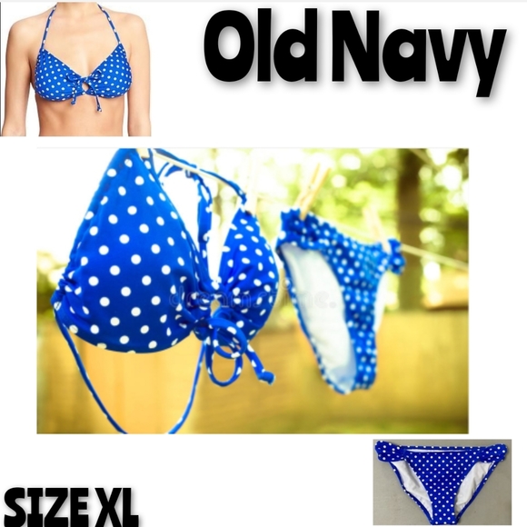 Old Navy Other - Old Navy Bikini Size XL Blue Polka Dots NWT